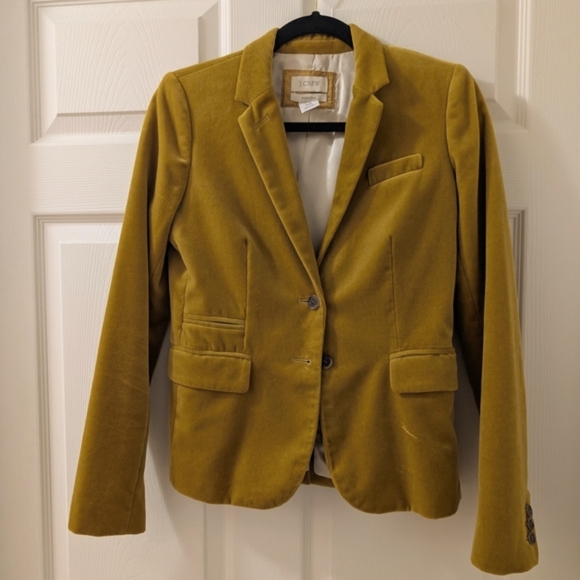 J. Crew Yellow Blazer Velvet Tailored - Picture 7 of 8